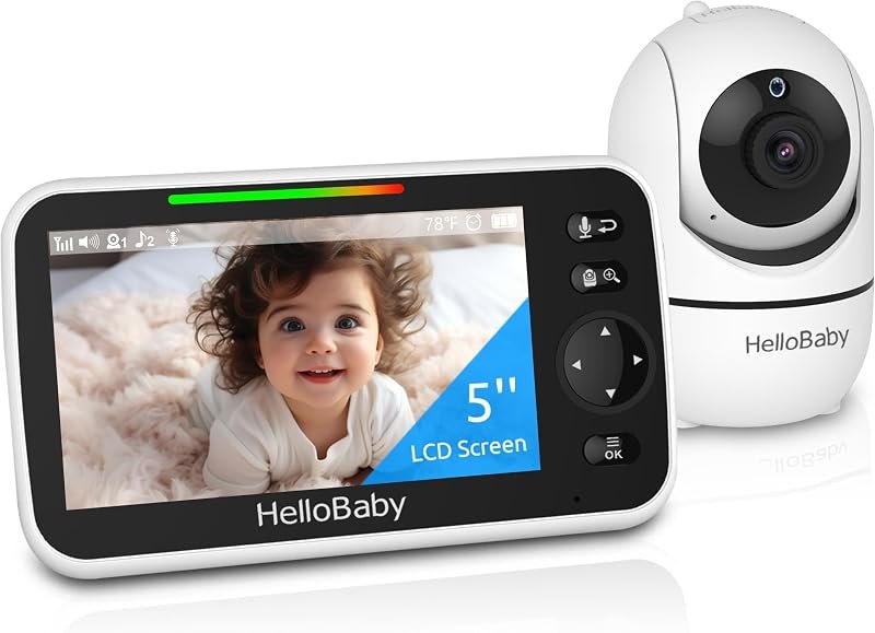 HelloBaby No WiFi Baby Monitor Camera and Audio HB6550, 5" Video Screen — wifi for best baby monitor under 40