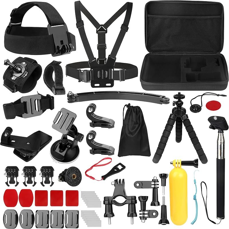 Action Cameras Accessory Kit, Bonvvie 50-in-1 Sports Camera Accessory Kit Compatible with Hero 13/12/11/10/9/8/7