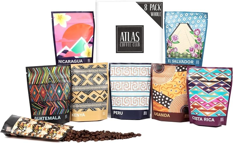 Atlas Coffee Club Coffee Sampler Gift Set, Whole Bean, 8-Pack — best Coffee for coffee kit