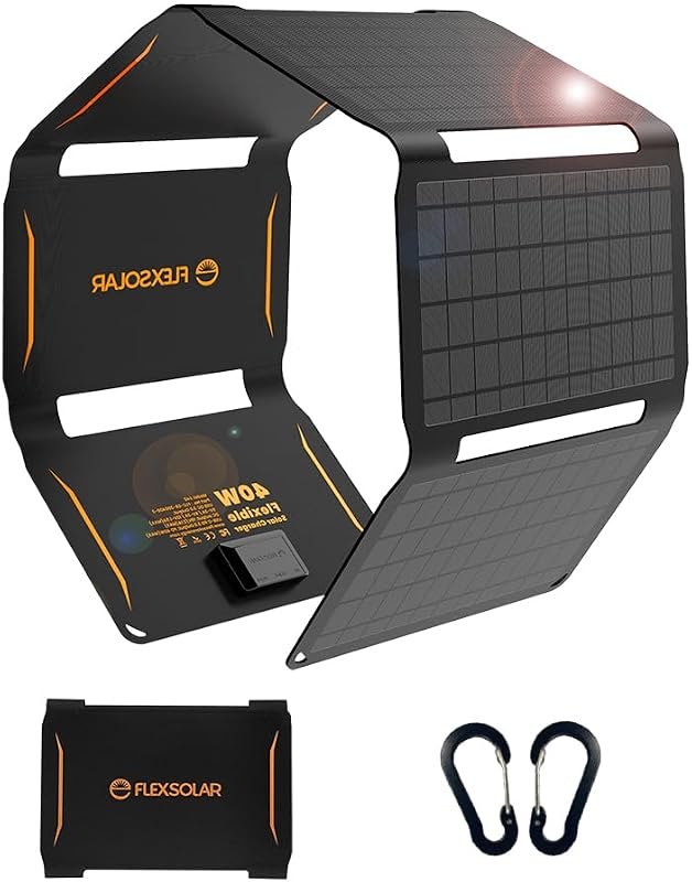 FlexSolar 40W Foldable Solar Panel Charger, USB-C USB-A & DC Outputs — solar for best power bank under 40