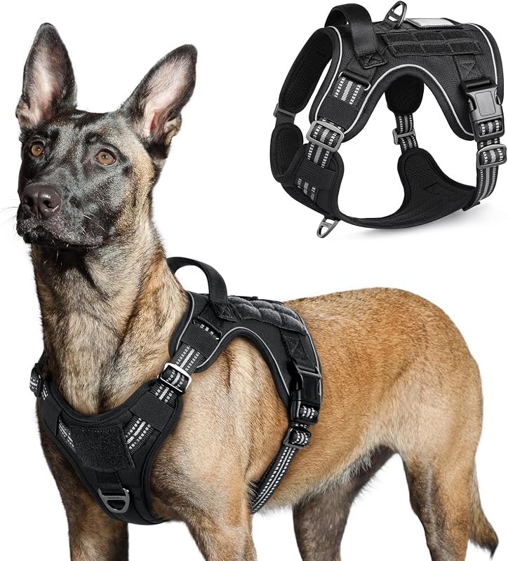 rabbitgoo Tactical Dog Harness for Large, No Pull Military Service Vest — harness for best dog accessories under 40