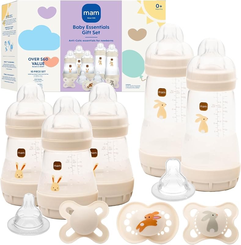 MAM Easy Start Anti-Colic 5 Baby Bottle & 3 Pacifier Newborn Gift Set — Monitors, bottles, and kid gear with for