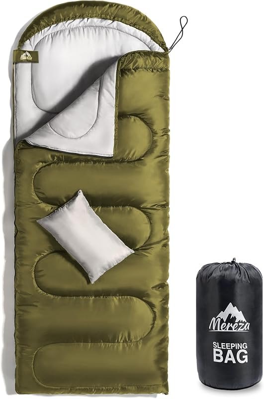 MEREZA 0 Degree Winter Sleeping Bag for Adults Kids with Pillow, Cold Weather Sleeping Bag for 4 Season Camping Hiking