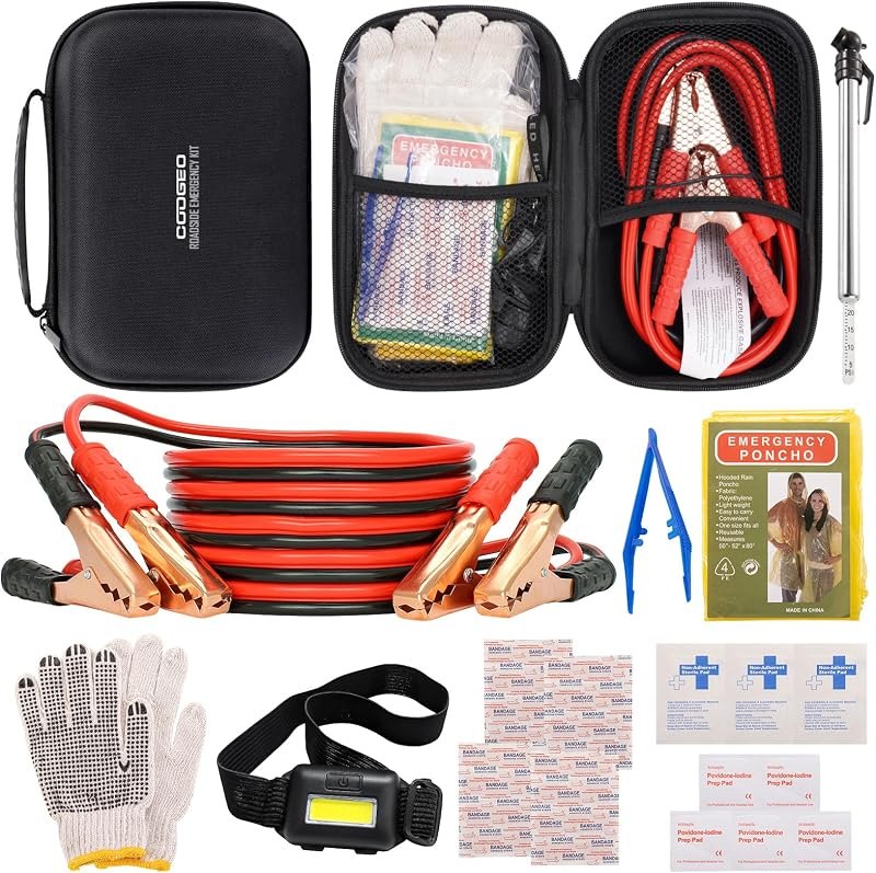 Car Emergency Kit with Battery Jumper Cables, Black — best Auto for auto kit