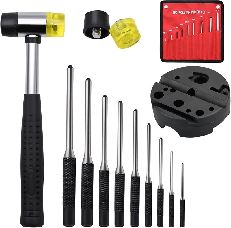 14pcs Pin Punch Set, including Universal Block, Pin Punches and Hammer — best-implement-pin for implement pin compact