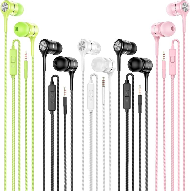 LWZCAM Wired Earbud 5 Pack with 3.5mm Stereo Headphones with Microphone — Earbuds, headphones, and speakers wo for