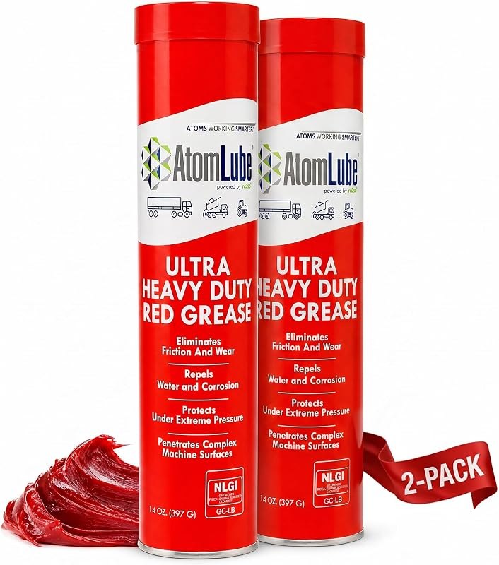 AtomLube Ultra Heavy Duty Red Grease, 2-Pack of 14 oz Tubes — grease-cartridges for grease gun durable heavy duty