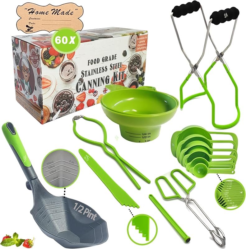 Supa Ant Canning Supplies - US Assembled Certified Food Grade Stainless Steel Canning Kit with XL Ladle, Wide Kitchen