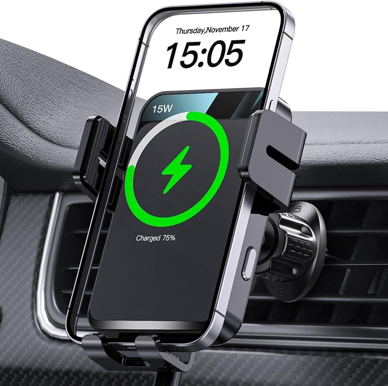 Wireless Car Charger, MOKPR Auto-Clamping Car Mount 15W/10W/7.5W Fast Charging Air Vent Car Phone Mount Compatible