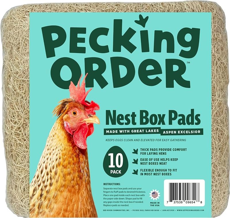 Pecking Order Nest Box Pads for Chicken Nesting Boxes - 13 x 13 Pads Made in USA from Sustainably Sourced Aspen
