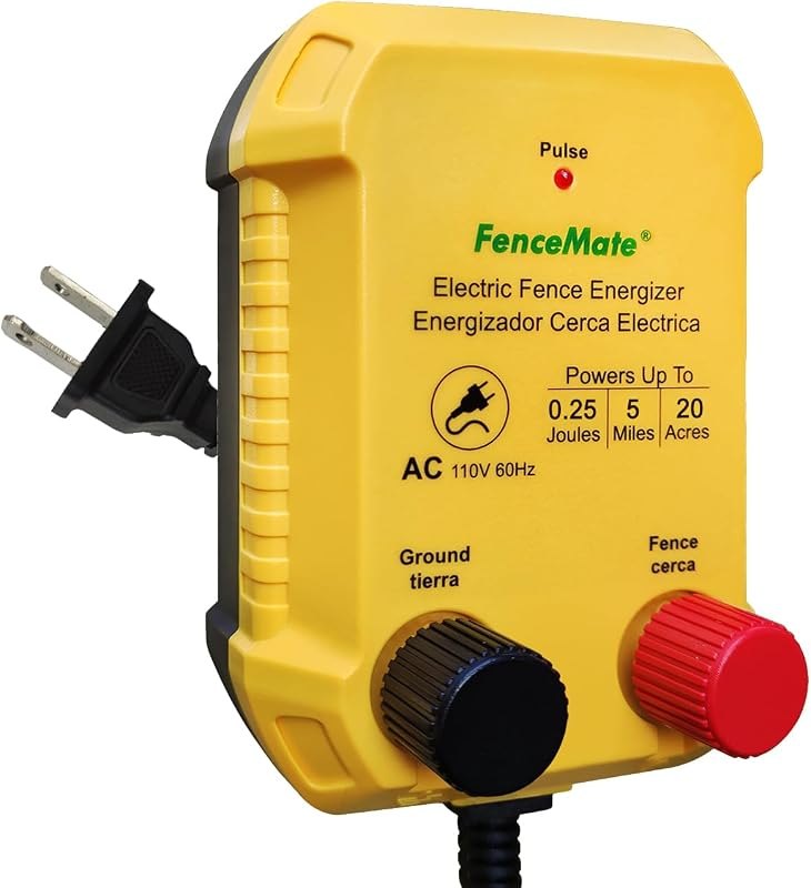 FenceMate AC Powered Electric Fence Charger Output 0.25J up to 5 Miles — electric-fence-charger for electric fence