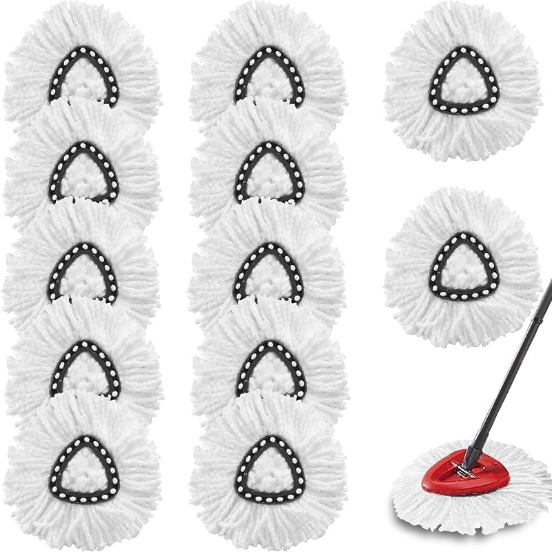 12Pack Spin Mop Replacement Heads,100% Microfiber,Household Floor Cleaning — spin mop refill replacement for spin mop