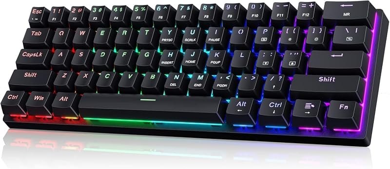 60% Wired Mechanical Gaming Keyboard with Blue Switches, LED Backlit — budget for best quiet mechanical keyboard