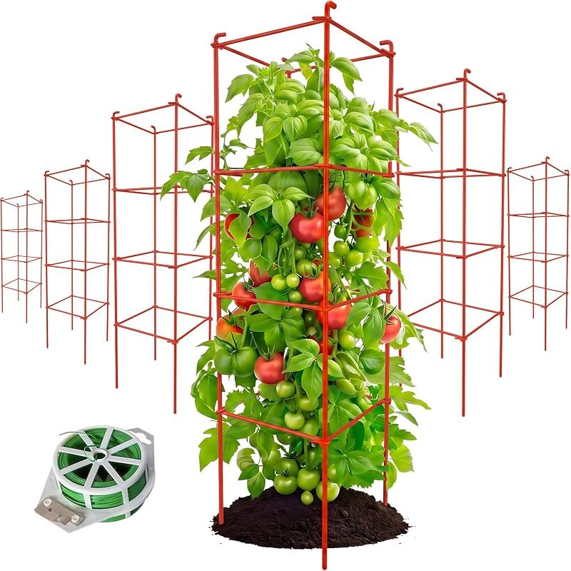 6-Pack 46inch Metal Tomato Cage for Garden Plant Support — heavy duty tomato cage no leak for heavy duty tomato cage