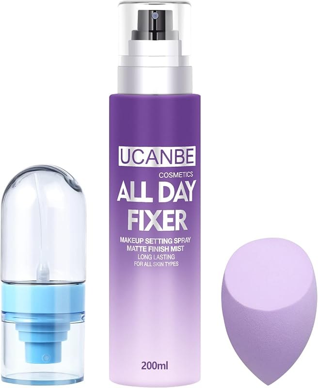 UCANBEMAKEUP Long Lasting Makeup Setting Spray Kit- 6.76 Fl oz Hydrating Matte Finish Mist Lightweight Face Make up