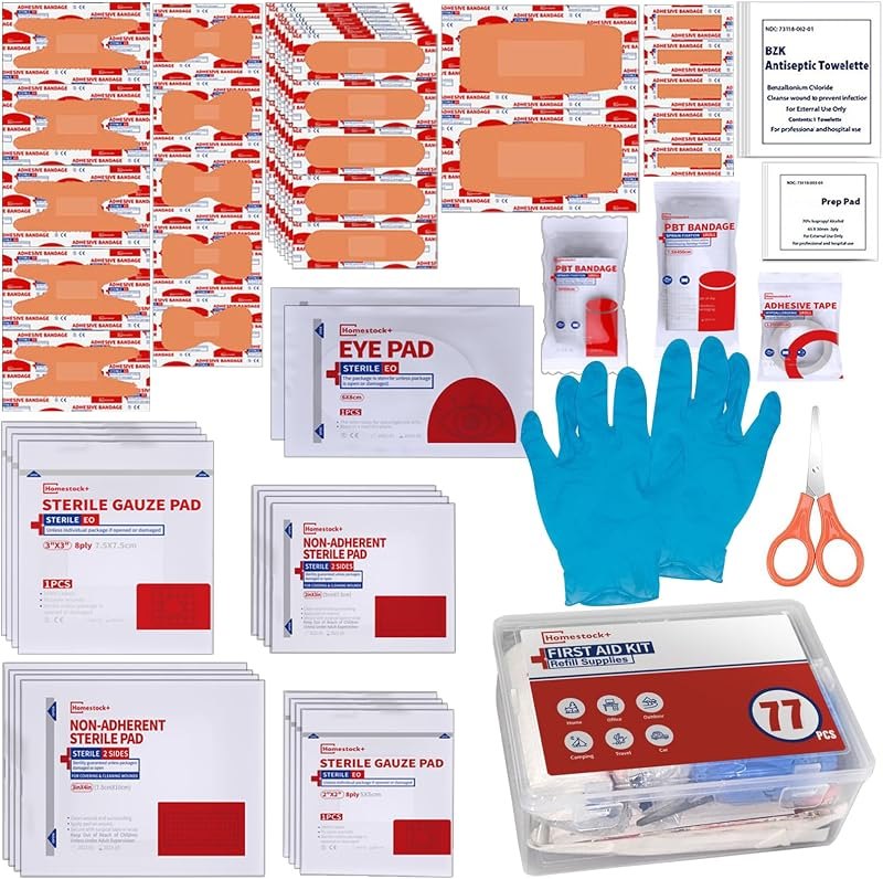 First Aid Kit Refill - Extra Replacement Supplies for First Aid Kits, Loose Packed Restock Supply Pack -77 Piece —