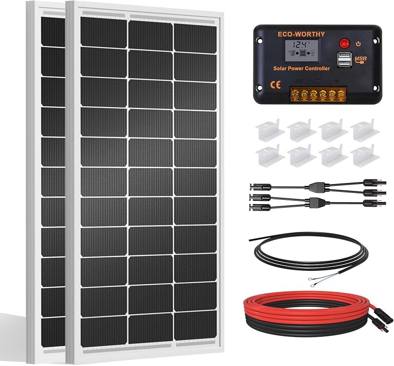 ECO-WORTHY 200 Watts 12 Volt/24 Volt Solar Panel Kit with High Efficiency Monocrystalline Solar Panel and 30A PWM