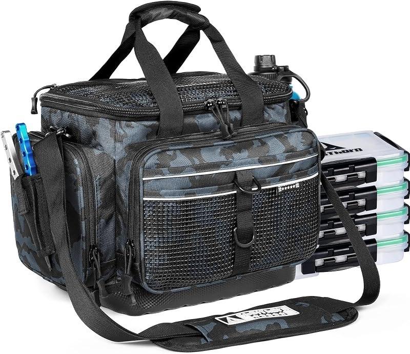 Ghosthorn Waterproof Fishing Tackle Bag with 4 3600 Boxes Lure Organizer — tackle box waterproof pack for tackle box