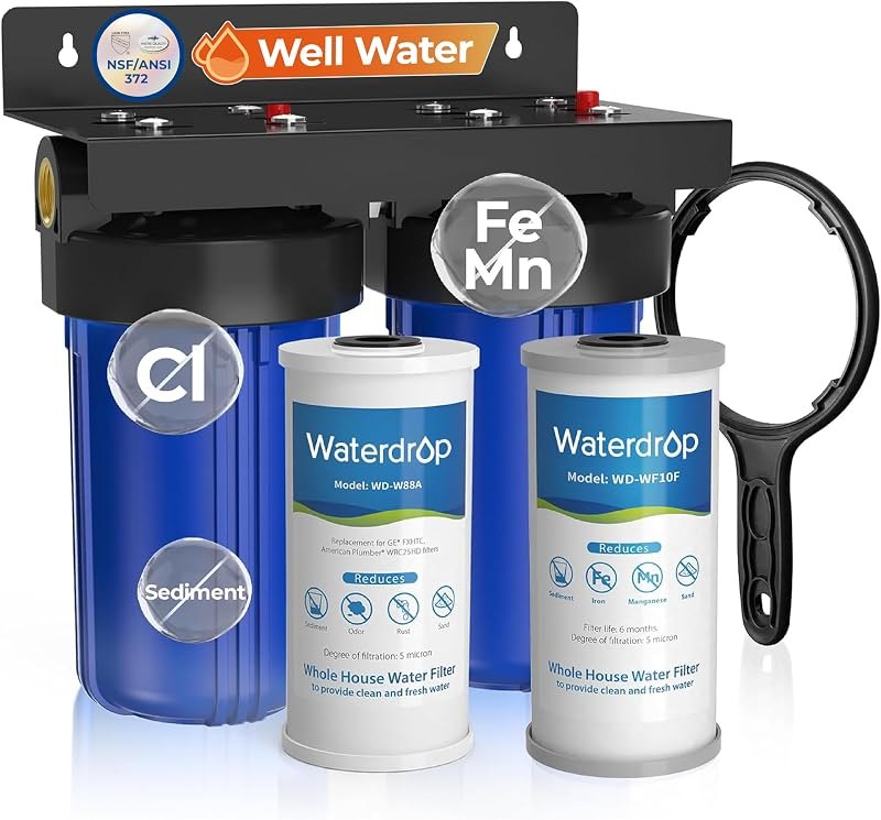Waterdrop WHF21-FG 2-Stage Whole House Water Filter System, 5 Micron — Well Water for home for well water