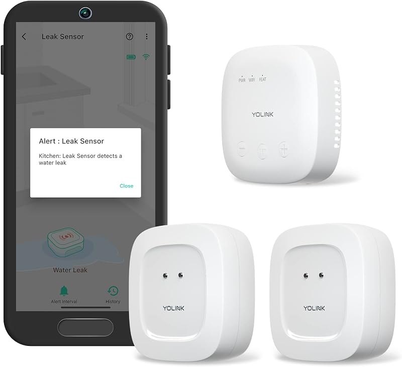 YoLink Water Leak Detection Starter Kit, w/SpeakerHub Audio/Talking Hub & Water Leak Sensors, LoRa Up to 1/4 Mile