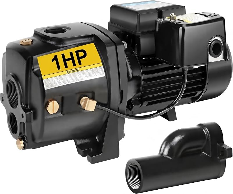 Acquaer Shallow/Deep Well Jet Pump, Cast Iron Convertible Pump with Ejector Kit, Well Depth Up to 25ft or 90ft