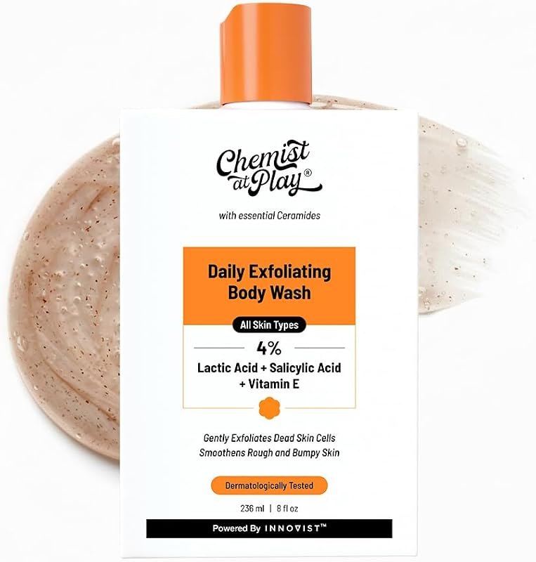 Chemist at Play Body Wash Exfoliating For Dry Rough Bumpy Strawberry Skin With 1% Salicylic Acid 2% Lactic Acid And