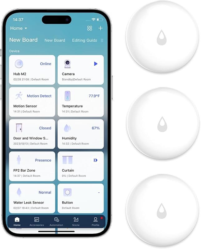Aqara Water Leak Sensor 3 Pack, Zigbee Water Leak Detector for Alarm System