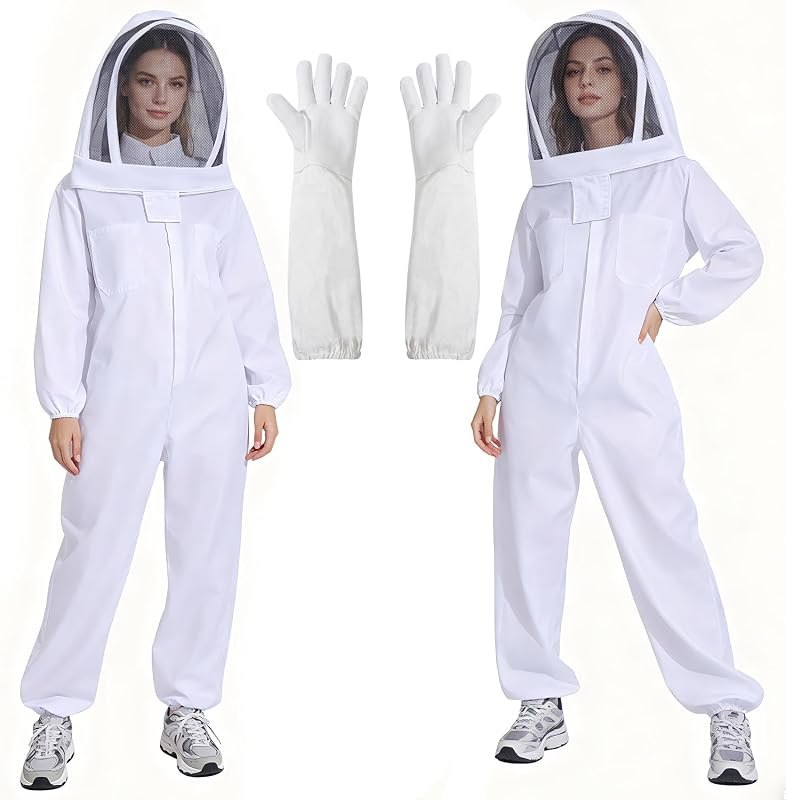 LONGADS Bee Suit for Men, Full Body Beekeeper Suit with Gloves and Veil M — bee suit with veil heavy duty for bee suit