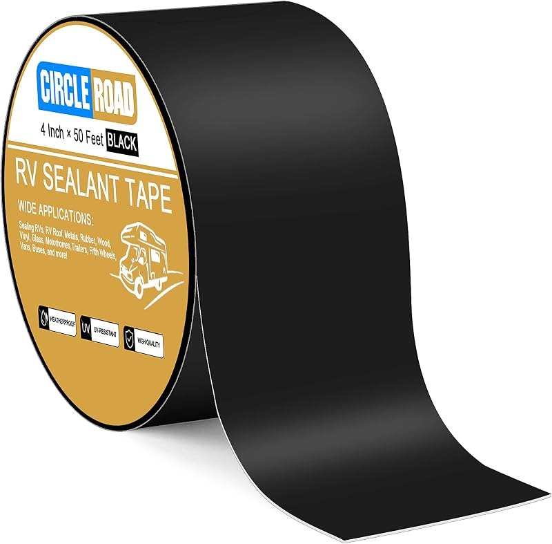 Butyl Sealant Waterproof Tape RV Roof Repair Tape Black, 4 Inch X 50 Feet — best roof leak tape for roof leak tape