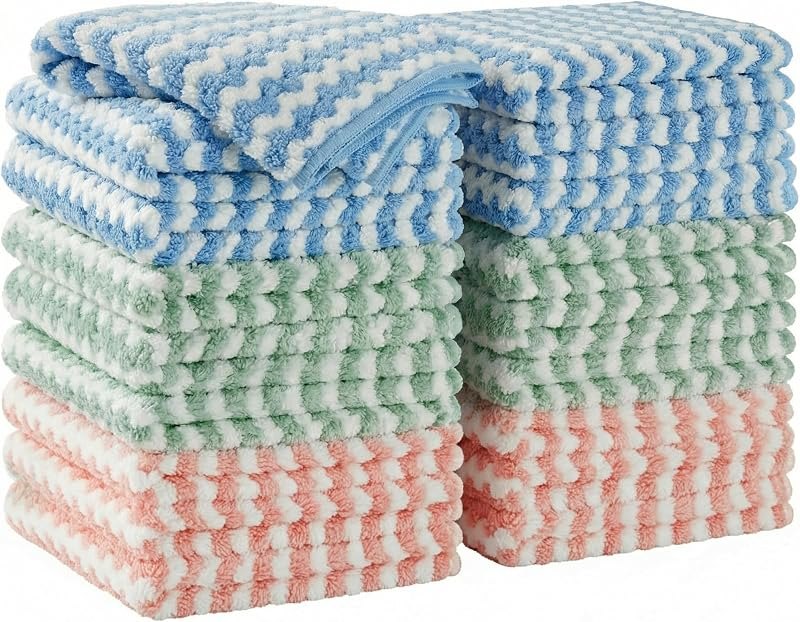 JOYMOOP 18 Pack Microfiber Cleaning Cloth, Kitchen Towels for Dish Drying Washing, Absorbent Streak Free Lint Free