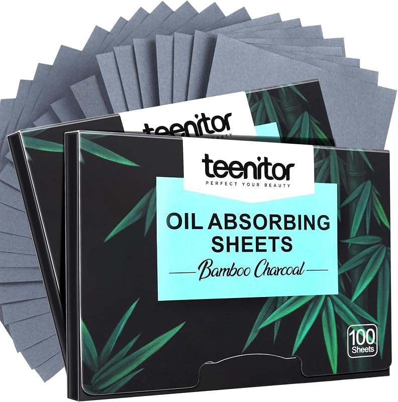 Teenitor 200 Counts Blotting Paper for Oily Skin, Face Oil Sheets with Bamboo Charcoal, Oil Blotting Sheets for Face