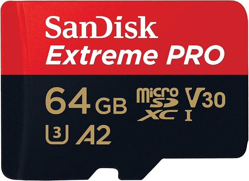 64GB Extreme PRO microSDXC Card + SD Adapter + RescuePro Deluxe, up to 200 MB/s, with A2 App Performance, for
