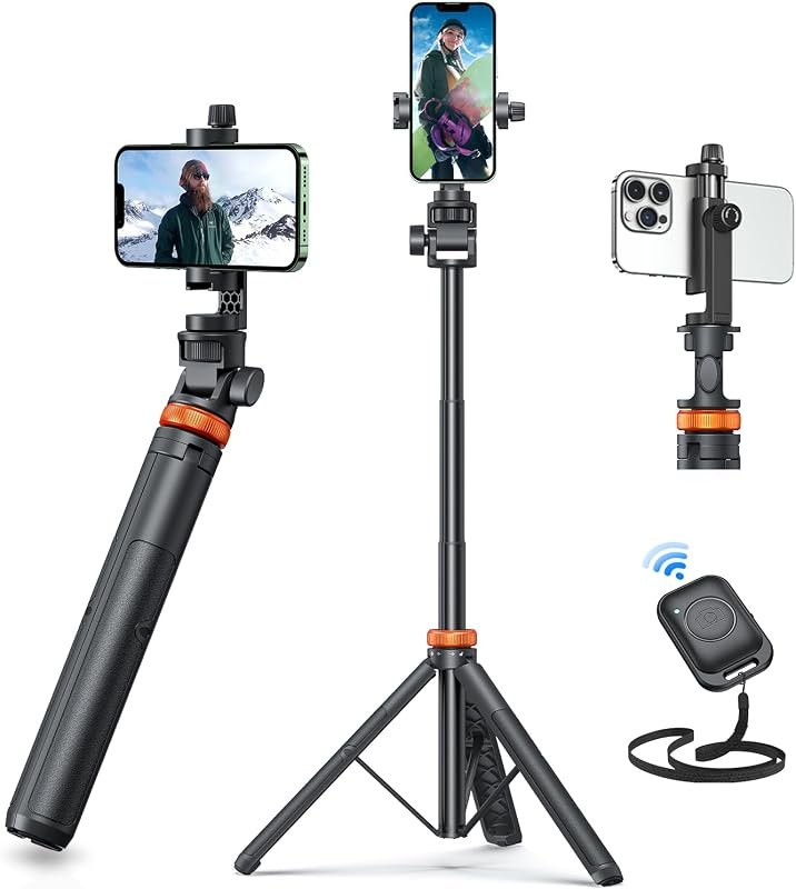 EUCOS 62" Phone Tripod, Tripod for iPhone & Selfie Stick with Remote — selfie stick for best phone tripod best rated