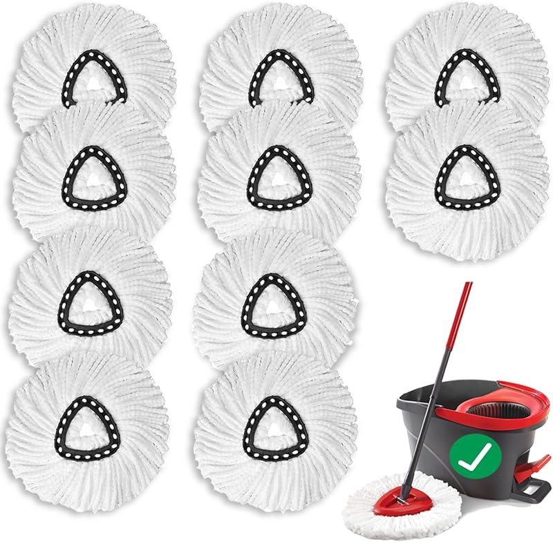 10PCS Spin Mop Replacement,100% Microfiber,Machine Washable,360° Rotation — spin mop refill for spin mop refill