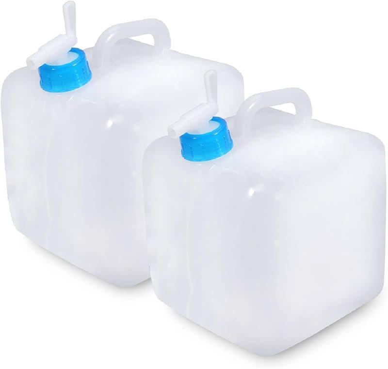 2 Pack 5.3 Gallon Collapsible Water Container with Spigot, Portable Foldable Water Container, Camping Water Storage