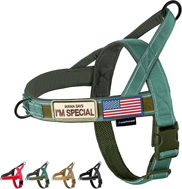 Annchwool No Pull Dog Harness with Soft Padded Handle,Reflective Strip Escape Proof and Quick Fit to Adjust