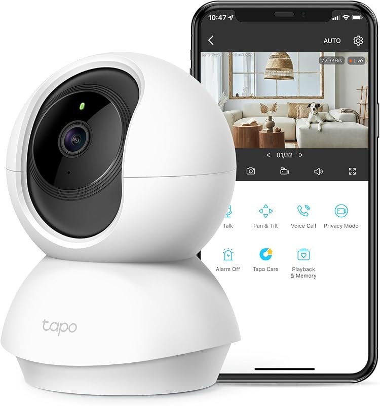 Tapo TP-Link 2K Pan Tilt Security Camera for Baby Monitor, Dog Camera w/Motion Detection, 2-Way Audio Siren, Night