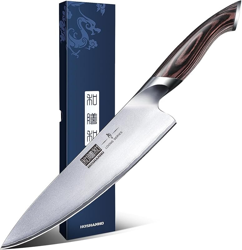 HOSHANHO Kitchen Knife in Japanese High Carbon Steel, Professional High-Class Chef's Knife 8 inch, Non-slip Ultra