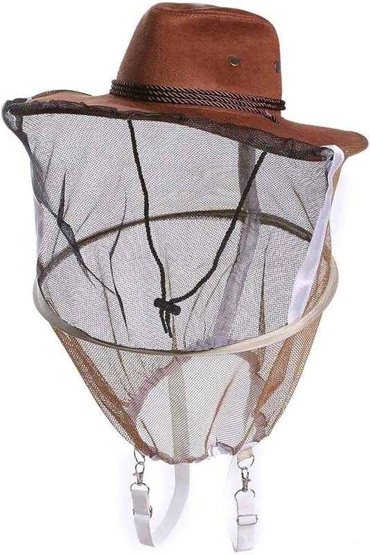 AukBeeFun Cowboy Beekeeper Hat with Veil Bee Veil Hat with Visibility Veil Outdoor Professional Beekeeping Protective