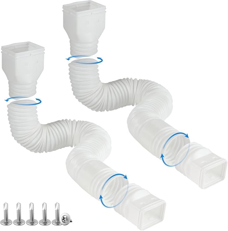 plusgutter White-2pack Rain Gutter Downspout Extensions Flexible, Drain Downspout Extender,Down Spout Drain Extender