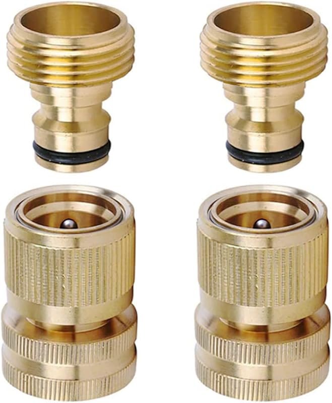 Brass Hose Quick Connect, 3/4 Inch GHT Garden Hose Quick Connector — quick connect hose for hose splitter 2 way