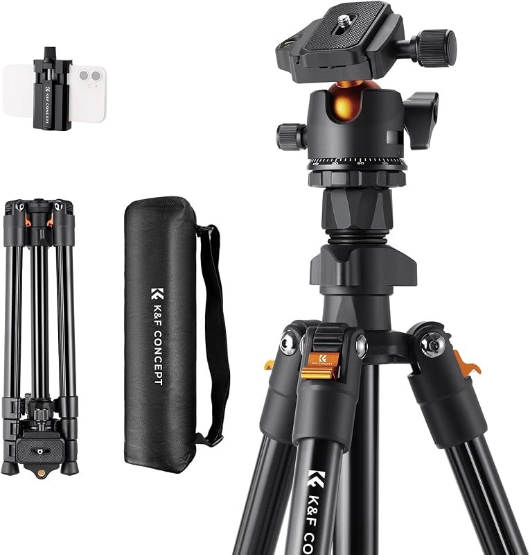 K&F Concept 64 inch/163cm Lightweight Aluminum Travel Camera Tripod — tripod for best beginner mirrorless camera