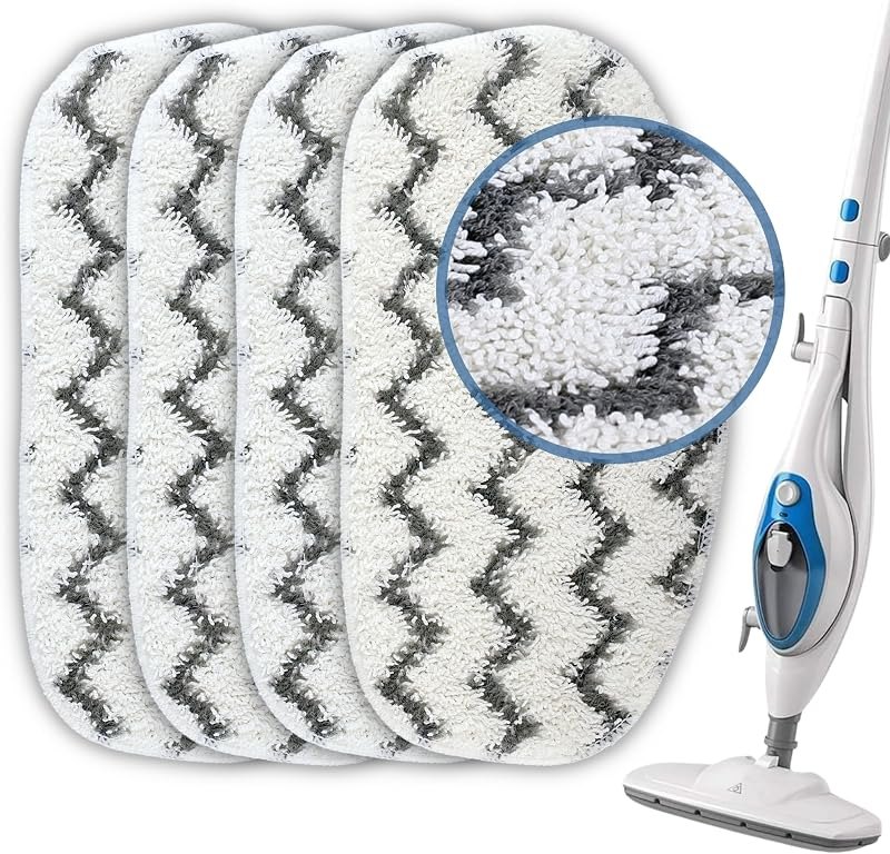 4-Pack Heavy-Duty Scrub Pads for PurSteam ThermaPro 10-in-1 Steam Mop — steam mop pads for spin mop refill durable