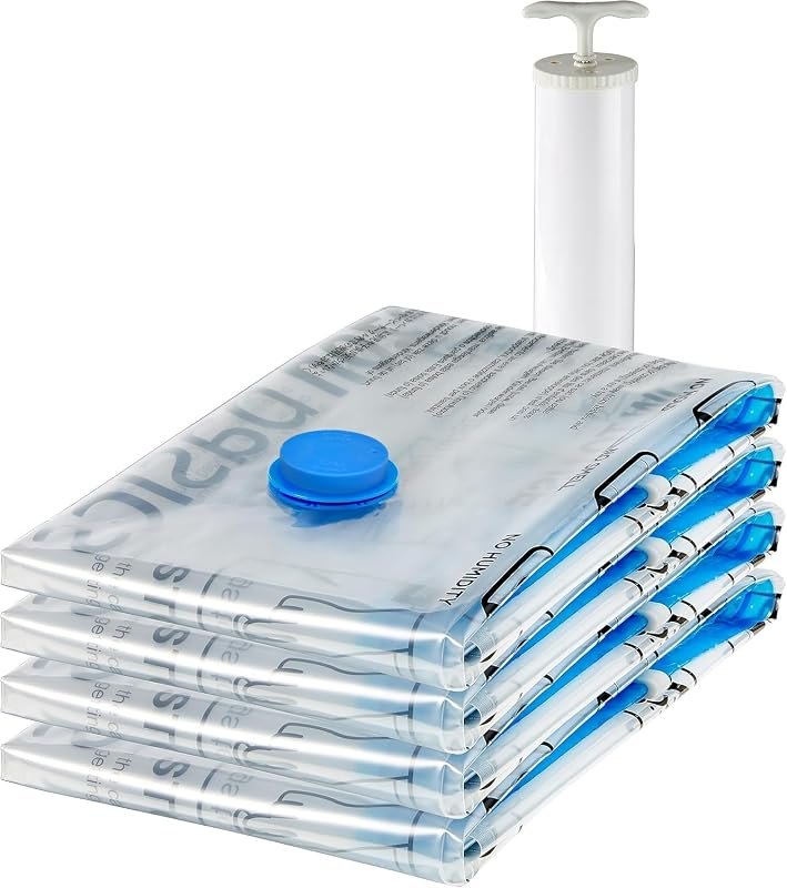Amazon Basics Vacuum Storage Bags for Blankets, Vacuum Compression Space Saving Storage Bags with Hand Pump for