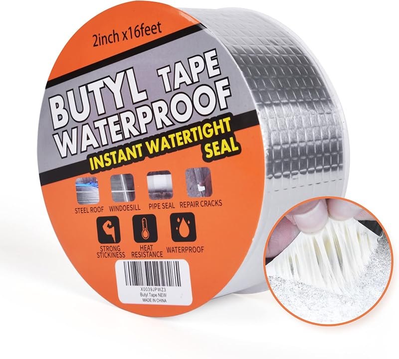 TAPEBEAR Butyl Tape Aluminum Waterproof Sealing Tape 2" x 16Feet — roof leak tape replacement for roof leak tape under