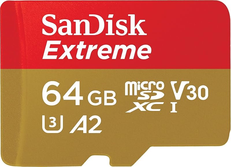 Extreme MicroSD 64 gb V30 A2 U3 4K — SanDisk Extreme for best microSD card under 40
