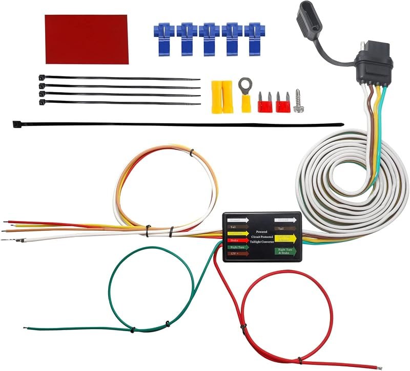 MECMO Multi-Function LED Compatible Powered 3-to-2-Wire Splice-in Tail Light Converter Harness 56236, Convert Separate