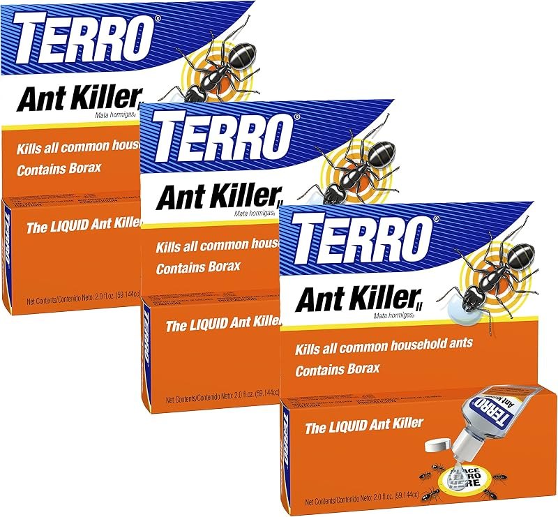 Liquid Ant Killer 3-Pack Indoor Ant Baits with Borax - Kills Common Household Ants Including Ghost, Sugar, and Black