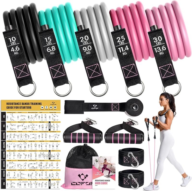 Resistance Bands with Handles for Women, 5 Level Exercise Bands — resistance bands for best home gym equipment best