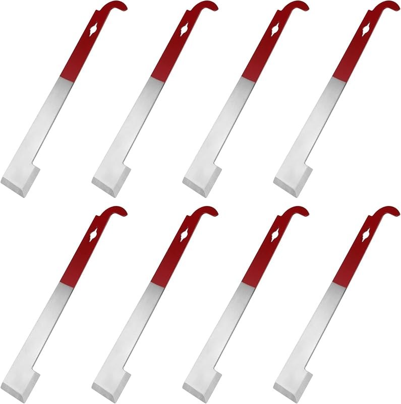 JOIKIT 8 Pack 10.6 Inch J Hook Hive Tool, Stainless Steel Beehive Scraper Tools, Bee Frame Lifter and Scraper